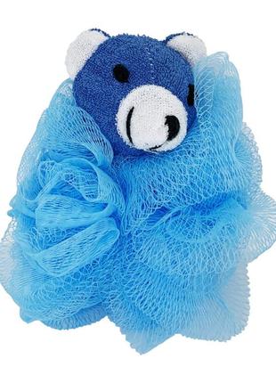 Мочалка для купання малюків ведмедик mgz-0912 (blue) нейлон1 фото
