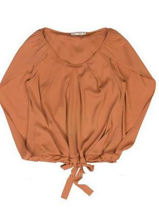 Шелковая блуза вgn интересный крой персик1 фото