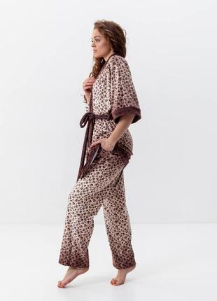 Комплект жіночий з плюшевого велюру штани та халат леопард 3446_l 16069 l3 фото
