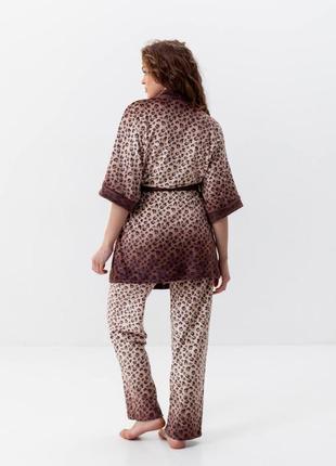 Комплект жіночий з плюшевого велюру штани та халат леопард 3446_l 16069 l4 фото