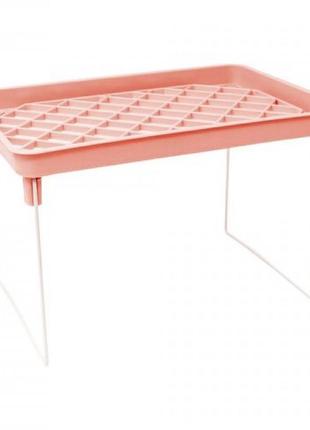 Складная полка - столик, подставка, стеллаж 33х13,5 (розовый)