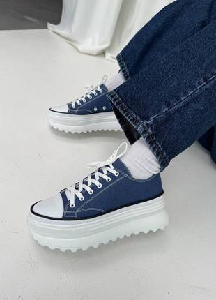 Масивні кеди на високій підошві в стилі converse весна літо женские массивные кеды на высокой платформе деми7 фото