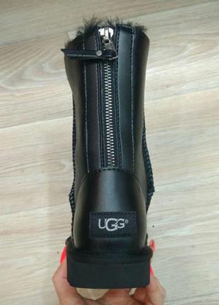 Угги женские черные кожа змейка(пятка кожа) ugg australia original leather zipper9 фото