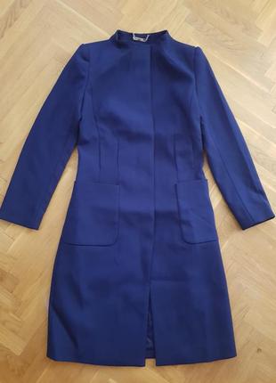 Класичне пальто темно-синє8 фото