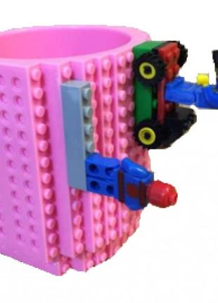 Чашка lego брендова 350мл рожевий pink1 фото