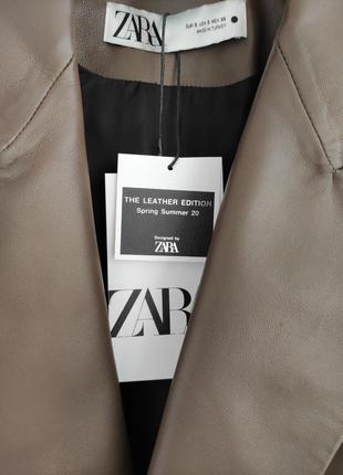 Шкіряний піджак zara сіро-коричневого кольору10 фото