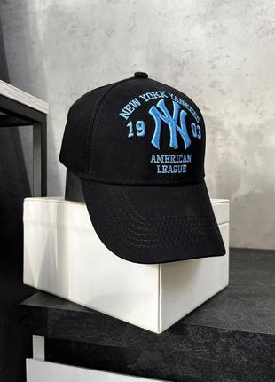 Бейсболка new york yankees с фиксатором черная кепка-тракер летняя нью йорк янкис7 фото