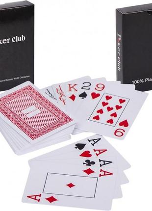 Карти гральні пластикові покерні duke poker club 54 листа 87x62 мм червоні