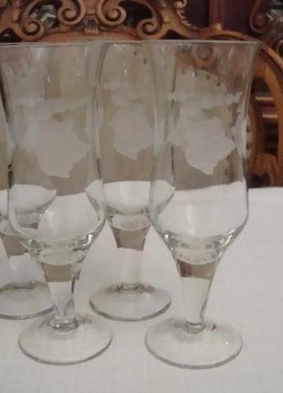 Бокалы фужеры набор 4 шт резьба хрусталь ссср №879