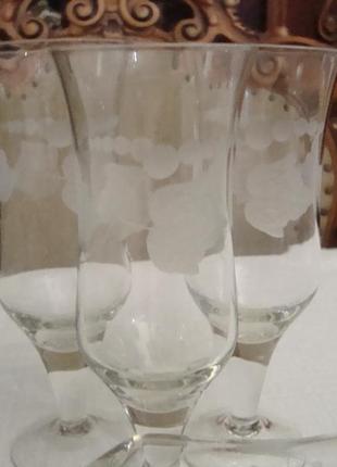 Бокалы фужеры набор 4 шт резьба хрусталь ссср №879