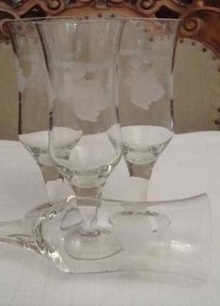 Бокалы фужеры набор 4 шт резьба хрусталь ссср №879