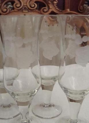 Бокалы фужеры набор 4 шт резьба хрусталь ссср №879