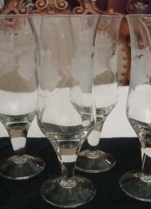 Бокалы фужеры набор 4 шт резьба хрусталь ссср №879