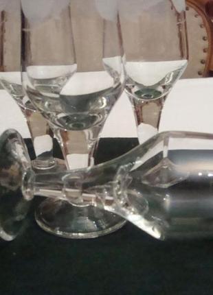 Бокалы фужеры набор 4 шт резьба хрусталь ссср №879