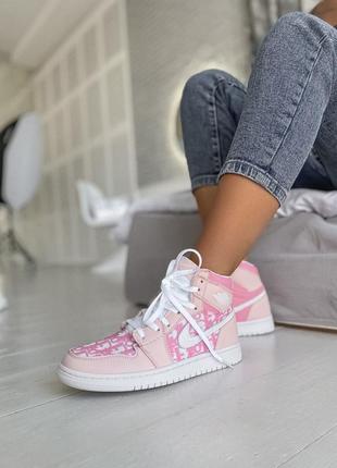 Кросівки nike jordan x d1or  1 retro high patent pink  кроссовки3 фото