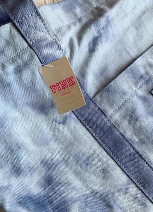 Сумка шоппер victoria’s secret pink оригинал, джинсовая тканая сумка9 фото