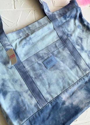 Сумка шоппер victoria’s secret pink оригинал, джинсовая тканая сумка6 фото