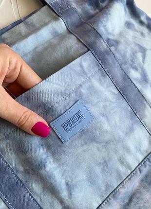 Сумка шоппер victoria’s secret pink оригинал, джинсовая тканая сумка7 фото