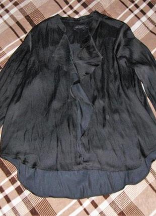Блуза черная с воланом8 фото