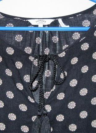Блуза хб темно-синяя в принт с завязками хлопок2 фото