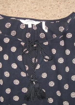 Блуза хб темно-синяя в принт с завязками хлопок10 фото