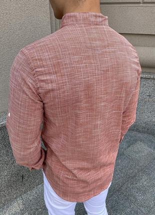 Чоловіча сорочка з довгим рукавом персикова стильна4 фото
