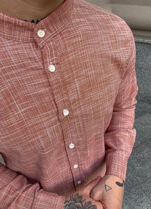 Чоловіча сорочка з довгим рукавом персикова стильна5 фото