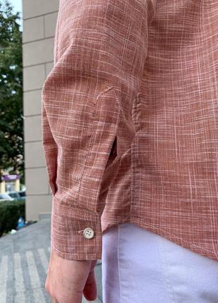 Чоловіча сорочка з довгим рукавом персикова стильна2 фото