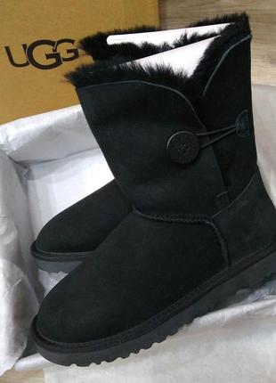 Угги женские черные с пуговкой угг ugg australia. код 10149