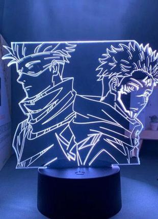 Акриловый 3d стветильник - ночник аниме магическая битва годжо сатору и итадори юджи 7 цветов