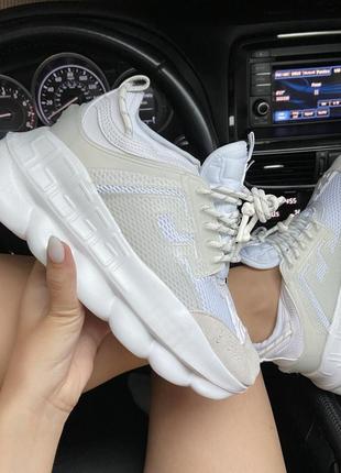 😍💖🥰vers@4e chain reaction triple white🥰💖😍крутые женские белые кроссовки на платформе