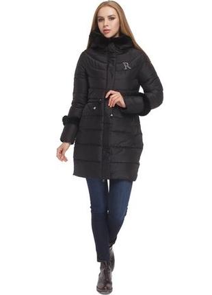 Женская черная куртка зимняя с удобным капюшоном модель 2003 (остался только 44(xs))