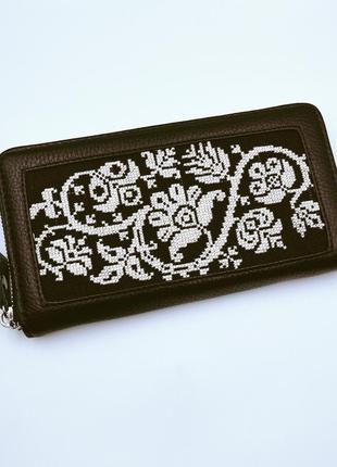 Гаманці,гаманець шкіряний жіночий,гаманець з вишивкою, вишитий гаманець1 фото