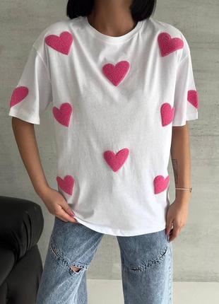 Женская футболка с сердечками2 фото