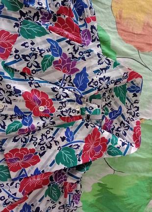 Легкая тоненькая блуза/блузка/рубашка с бантом яркий цветочный принт винтажном стиле7 фото