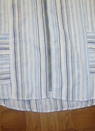 Коттоновая летняя рубашка pierra collection унисекс на молнии с карманами в полоску в идеале6 фото