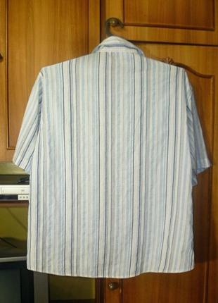 Коттоновая летняя рубашка pierra collection унисекс на молнии с карманами в полоску в идеале3 фото