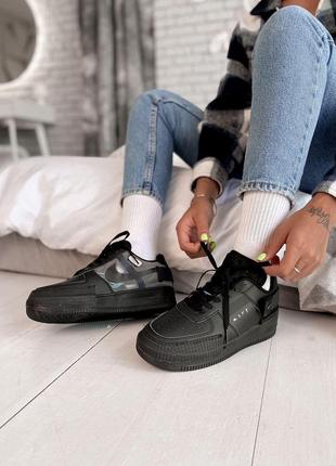 Кроссовки женские nike air force 1 type black