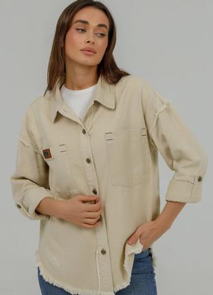 Джинсова куртка-сорочка оверсайз для сучасних дівчат