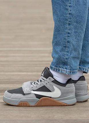Мужские кроссовки nike air jordan x travis scott grey #найк