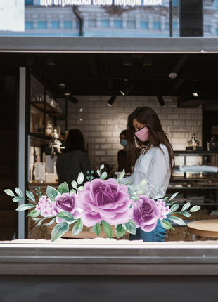 Наклейка вінілова інтер'єрна декор на вікно (вітрину, скло, дзеркало) "весняні квіти. красиві квіти"1 фото