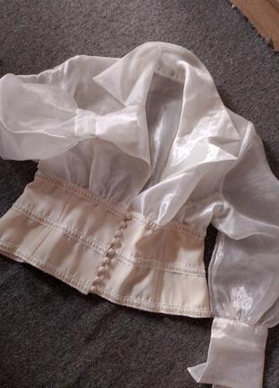 Шикарная блуза франция винтаж органза