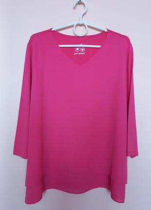 Ярко розовая блузка, блуза праздничная, кофта, кофточка 52-54 г.