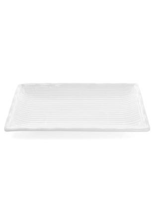 Набор 4 прямоугольные тарелки "white city бамбук" 25х15см для суши (белый фарфор)