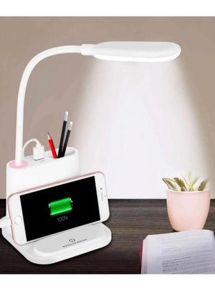 Акумуляторна настільна led лампа bionic desk lamp з usb виходом, органайзером та...