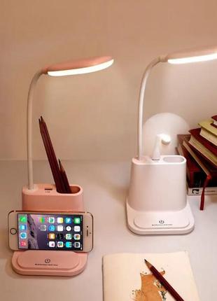 Акумуляторна настільна led лампа bionic desk lamp з usb виходом, органайзером та...