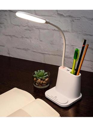 Акумуляторна настільна led лампа bionic desk lamp з usb виходом, органайзером та...