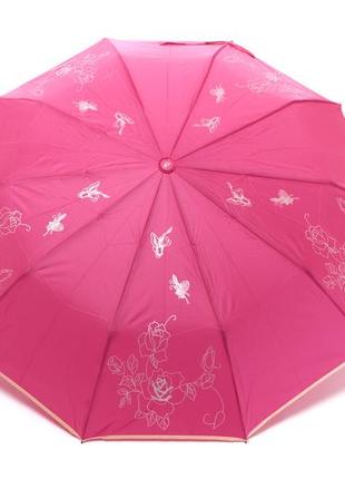 Лавандовый женский зонт  полуавтомат с цветами