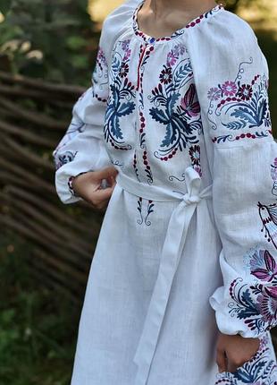 4347 ексклюзивна лляна сукня вишиванка з сімейної колекції " на крилах кохання "8 фото
