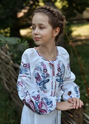 4347 ексклюзивна лляна сукня вишиванка з сімейної колекції " на крилах кохання "2 фото